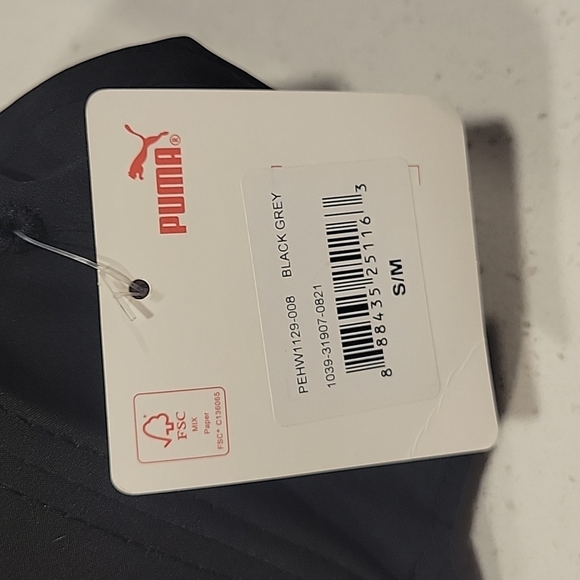 Puma Men's Pressure Baseball Cap Stretch Fit Name Logo Black/Grey - Picture 3 of 4